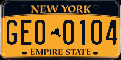 NY license plate GEO0104