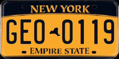 NY license plate GEO0119
