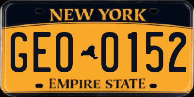 NY license plate GEO0152