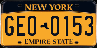 NY license plate GEO0153