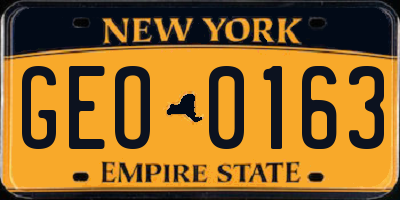 NY license plate GEO0163