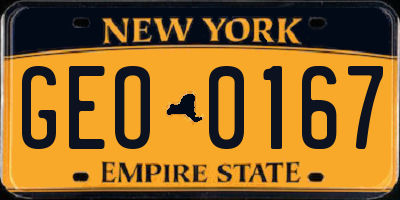 NY license plate GEO0167