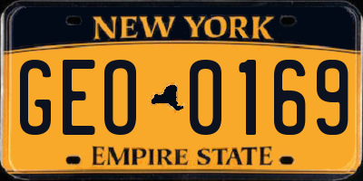 NY license plate GEO0169