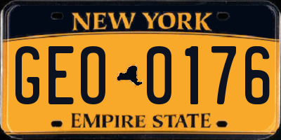 NY license plate GEO0176