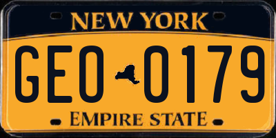 NY license plate GEO0179