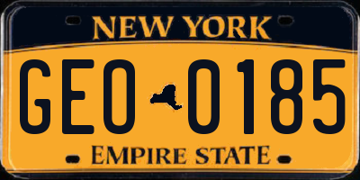 NY license plate GEO0185