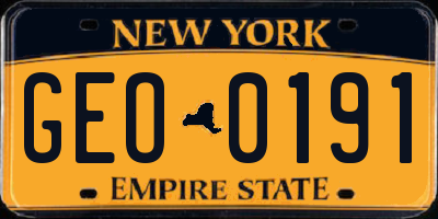 NY license plate GEO0191