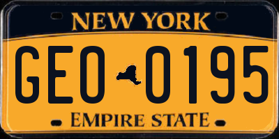 NY license plate GEO0195