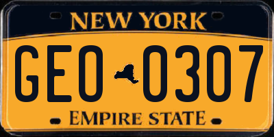 NY license plate GEO0307