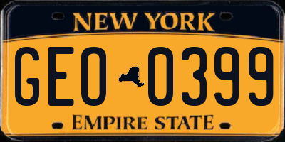 NY license plate GEO0399