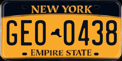 NY license plate GEO0438