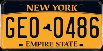NY license plate GEO0486