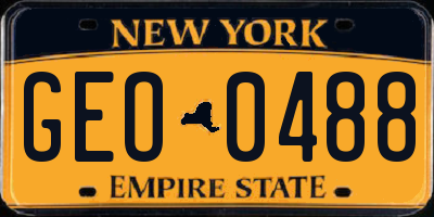 NY license plate GEO0488