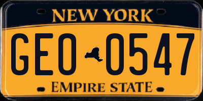 NY license plate GEO0547