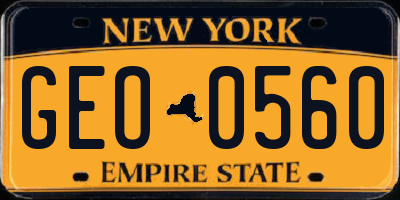 NY license plate GEO0560