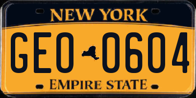 NY license plate GEO0604