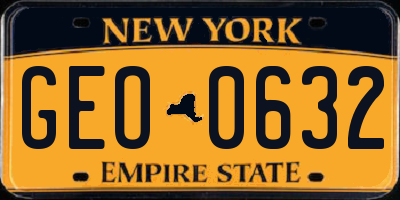 NY license plate GEO0632