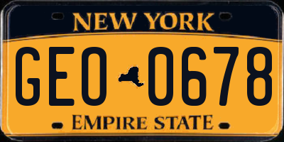 NY license plate GEO0678
