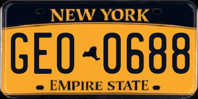 NY license plate GEO0688