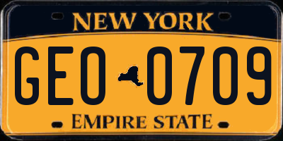 NY license plate GEO0709