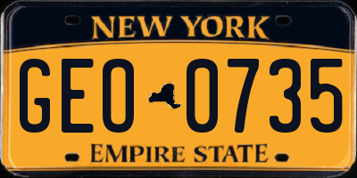NY license plate GEO0735