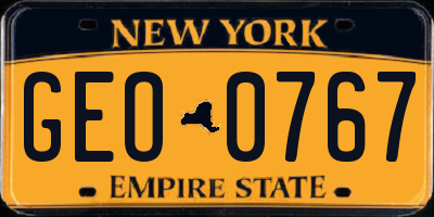 NY license plate GEO0767