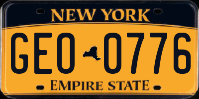 NY license plate GEO0776