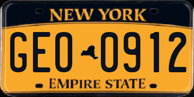 NY license plate GEO0912