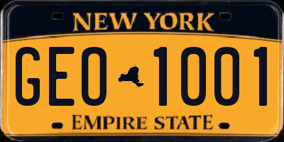 NY license plate GEO1001