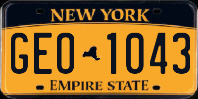 NY license plate GEO1043