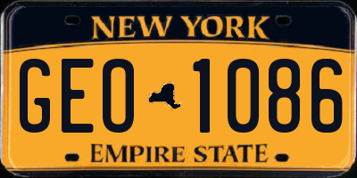 NY license plate GEO1086