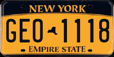 NY license plate GEO1118