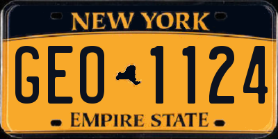 NY license plate GEO1124