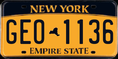 NY license plate GEO1136