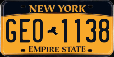 NY license plate GEO1138