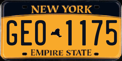 NY license plate GEO1175