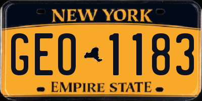 NY license plate GEO1183