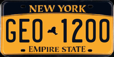 NY license plate GEO1200