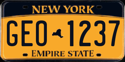 NY license plate GEO1237