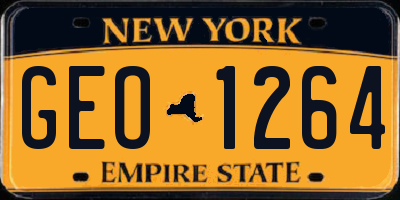 NY license plate GEO1264