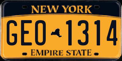 NY license plate GEO1314