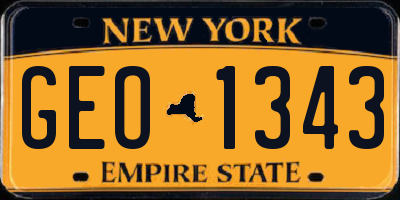 NY license plate GEO1343