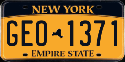 NY license plate GEO1371