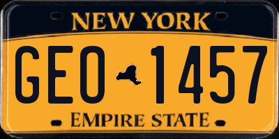 NY license plate GEO1457