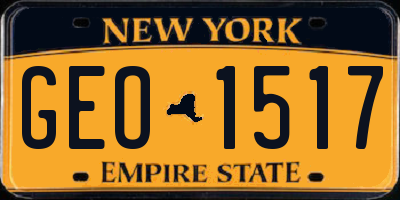 NY license plate GEO1517