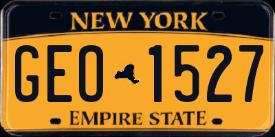 NY license plate GEO1527