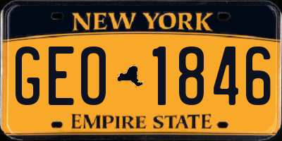 NY license plate GEO1846