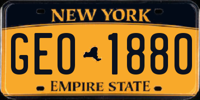 NY license plate GEO1880