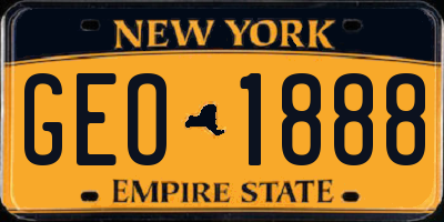 NY license plate GEO1888