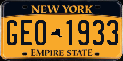 NY license plate GEO1933